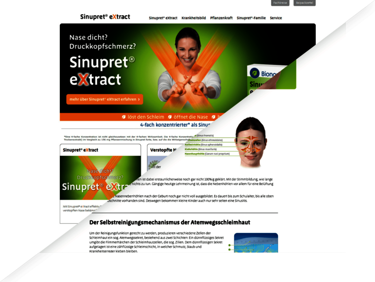 Sinupret-Webseite entwickelt von INblau